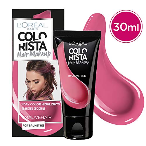 L'Oréal Paris Colorista Hair Makeup Colorazione Temporanea 1 Giorno per Ciocche e Punte, Tinta per Capelli Castani, Meches Rosa Malva, 30 ml