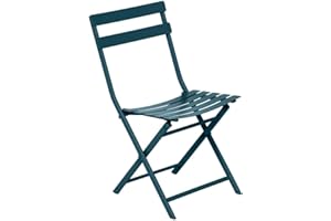 Hespéride - Chaise de Jardin Pliante Greensboro Bleu Pétrole - Acier Traitement Antirouille Renforcé - 50 x 42 x 81 cm - Meuble d'Extérieur Pliable