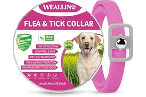 WEALLIN Collare Antipulci Cane, Collare Antiparassitario per Cani, Collare Regolabile Impermeabile, Naturale ed Efficace, 8 Mesi di Protezione, Adatto a Tutti i Cani Rosa