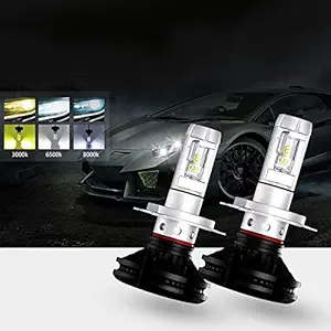 PRIKNIK Led Car Headlight Lamp Kit with 3 Color Temperature Films(Pure White, Light Blue, Yellow) (50W, 6000LM) Cars (Compatability H1 Lamp Kit Set of 2)