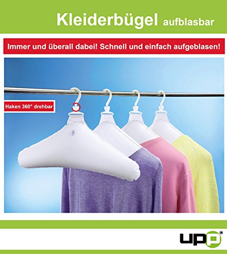 UPP® Kleiderbügel aufblasbar 4 Stück / Reisebügel / Softbügel / Luftbügel (weiß) - 2