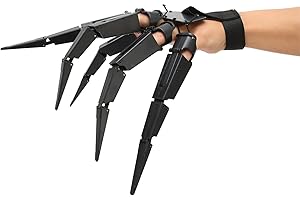 BRRNOO Przegubowe Przedłużenia Palców na Halloween, Drukowane 3D Straszny Szkielet Ręce Bone Claw Hand Party Horror Rekwizyty Dekoracja, Pasuje do Wszystkich Rozmiarów Palców Przegubowe(Lewa ręka)