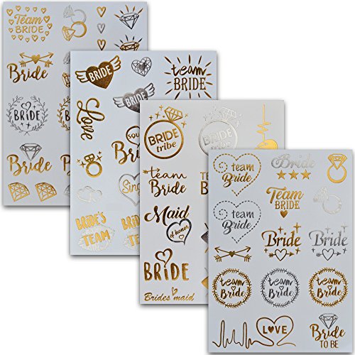 Junggesellinnenabschied Accessoires | Klebetattoos Team Bride Gold | JGA Gadget Set für Frauen – von Ahimsa Glow®