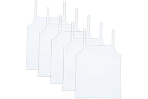 The Essentials Wardrobe Girls 5 Pack Cami Vests Underwear Sleeveless Kids 100% Cotton Size 4-13 Years