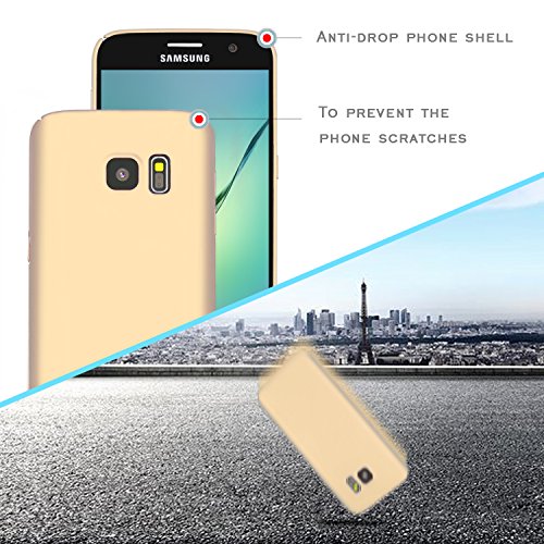 Qissy Carcasa Samsung Galaxy S7  Ultra Ligero Suave Sedoso Pintura PC Funda Protectora de tel  fono Protective Case Cover para Samsung Galaxy S7 5 1    Oro 