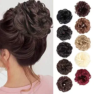 M-BOX Tousled Updo Hair Piece Curly Wavy Messy Bun Hair Synthetic Scrunchies Extension Elastic Rubber Band Updo Extensions Donut Chignons HairPieces for Women Girls (1pc,#30)