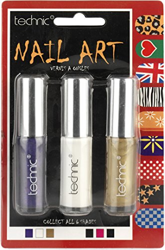Technic Nail Art Pens - Purple, White & Gold (3 pack)