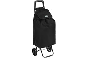 Rainberg 50Ltr Lightweight 2 Wheels Shopping Trolley, Hard Wearing & Foldaway Trendy Folding, Collapsible Push/Pull Carts for Easy Storage (Black)