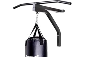 BAKAJI Hmst-2 Bras Support pour Sac de Boxe Entraînement Mural avec Barre de Levage Adulte Unisexe, Noir, Taille Unique