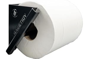 Tradetidy Black Steel Paper Towel/Roll Dispenser – Heavy-Duty Wall-Mounted Holder for Vans, Garages & Workshops – Fits Paper Towel Rolls up to 200mm Wide – Made in the UK