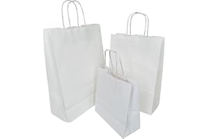 FLORIO CARTA Pacco da 25 Shopper in carta da 100 GR. | Colore Avana | Manico in Carta Ritorta | Dimensione: 18x08x20 cm | Disponibile in Varie Misure e Anche nel Colore Bianco