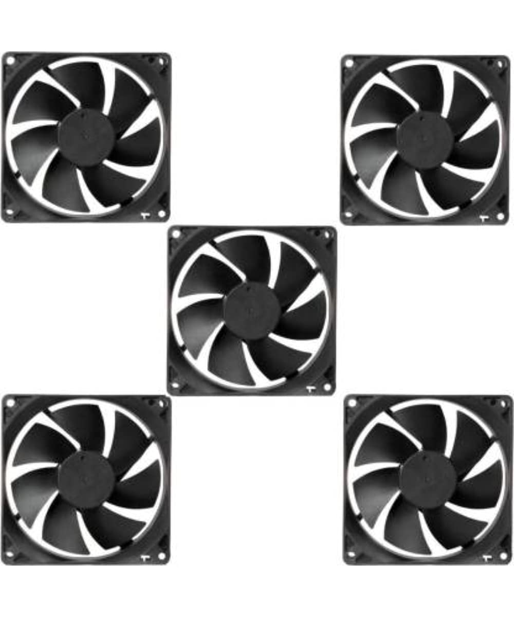 TechSupreme Mexico PACK OF 5 Cabinet Fan 3-Inch Square 12 V DC CPU Cooling fan Cooler (Black)