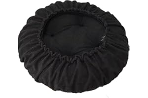 DHAEY Hocker Bezug Schwarz, Sitzkissen rund, Hockerbezug rund Stretch aus Leinen, Memory Foam Kissenbezug, Dicke 7cm, rund Bar Bezug Durchmesser 30cm