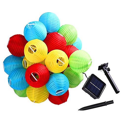 solar lichterkette lampions bunt Xpassion Solar Lichterkette bunt 20 LEDs außen Garten Innen 4,9 M für Outdoor Weihnachten Party Fest Deko usw. - 6