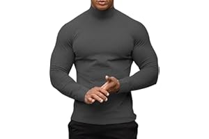 PRIVIMIX Haut Thermique à Manches Longues pour Homme - sous-vêtement - Pull à col roulé - Coupe ajustée - Décontracté - Coton