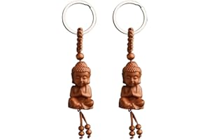 Liitata 2 Pcs Buddha Keychain Carved Buddha Key Holder Bodhisattva Amulet for Unique Birthday Gift Souvenir