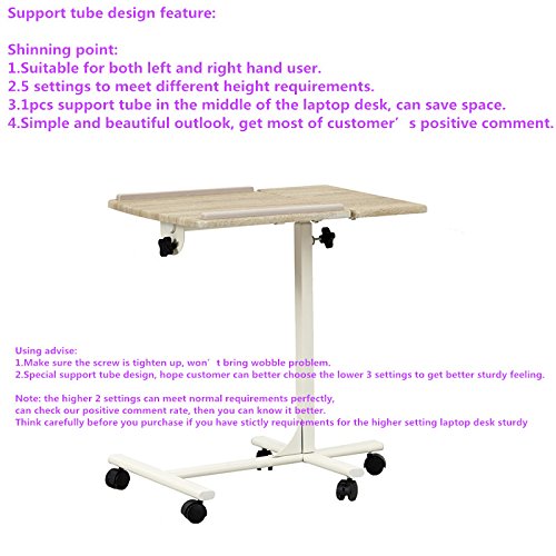 Einstellbare Laptop Tisch Sofa Nachttisch Coavas Overbed Tabelle 5 Einstellbare H?he Platz sparen bewegliches robustes Notebook Computer Stand Schreibtisch (Buche) - 7