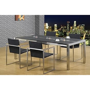 Esszimmertisch Edelstahl mit Granitplatte LxB: 200x100 cm, (Marke