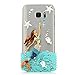 Produktbild Samsung Galaxy Alpha Hülle, Sense TE Strass [3D Handgefertigt] Diamant Serie Bling Schutz Handy Tasche Kristall Transparent Case Cover Hülle mit Retro Anti Staub Stecker - Mermaid Fisch Star / Blau