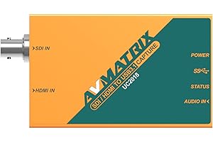 AVMATRIX UC2018 HDMI/SDI Video Capture Card mit USB 3.0 Type-C 1080P 60FPS Unkomprimierte Übertragungsgeschwindigkeit Automatische Eingangssignalerkennung für Live-Streaming