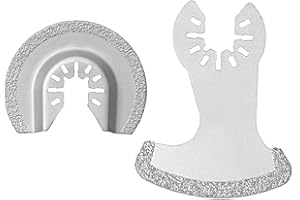 YPLonon Oszillierende Diamant Klingen 2 Stück Oszillierende Multi-Tool Sichel und Halbkreisform Oszillierwerkzeug-Zubehör Sägeblätter für Nuten Schleifen Abrichten von Fliesen und Betonwänden