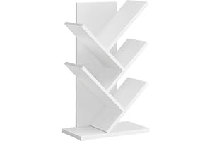 VASAGLE Libreria Scaffale ad Albero a 5 Ripiani, Salvaspazio, Libreria Verticale, per Camera da Letto Soggiorno Studio Ufficio, Bianco Nuvola LBC183T14