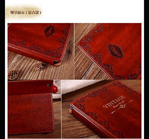 Vandot 3in1 Muster Pattern PU Leder Smart Case Hülle für iPad mini 3, iPad mini 2 (Retina Display) / iPad mini Luxus Flip Painted Druck Tasche Folio mit Ständer Stander Halter Magnetic Button Shell Schutz Bag Etui + Glitzer Krone Crown Anti Staub Schutz + Bling Metall Stift Pen – Retro Vintage Braun Business Blume Floral - 2