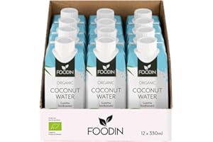 Foodin Kokoswasser Bio, natürlich feuchtigkeitsspendend mit Elektrolyten, fettfrei, glutenfrei, gentechnikfrei, kalorienarm –