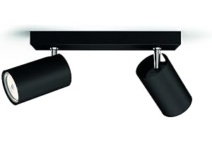 ‎PHILIPS Philips myLiving Kosipo Deckenspots (2 x 5,5 W), elegante Deckenleuchte mit 2 flexiblen Spots, GU10 Leuchte ohne Leuchtmittel, schwarz