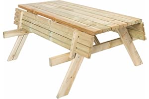 Gardiun Table Pique-Nique Bancs Pliables 200 Bois Traité 198x154x74 cm 42 mm 6-8 Personnes