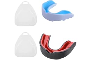 UPINWENUP 2 Pcs Custom Mouldable Gel Fit Mouthguard Adults and Junior Gum Shield with Case Sports Mouth Guard for Boxing MMA Rugby Martial Arts Judo Karate Hockey and All Contact Sports