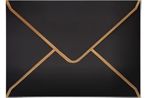 LYHLYA Pack of 50 Invitation Envelopes A7, Black Luxury Envelopes 18.5 x 13.5 cm Miniature Envelopes 5 x 7 Inch Envelopes with V-Flap Envelopes Gold Foil Edge for Weddings, Invitations, Party, Greeting Cards
