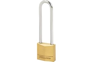 MASTER LOCK Cadenas en laiton pour cave, malle, vestiaire, 30mm avec serrure à clé, anse longue, Or