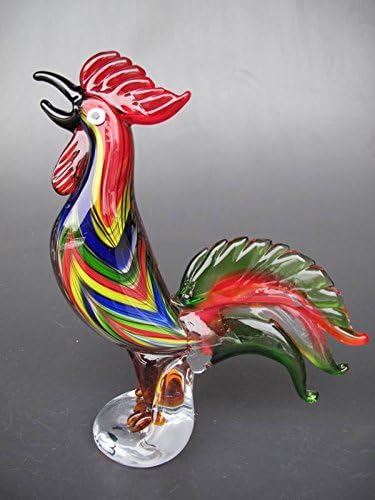 Glass figure rooster color H.35cm