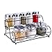 Produktbild JD Regal Edelstahl/bleifreies Glas 2 Schichten 4 + 5 Round Suit/4 + 5 Square Suit/Silber Anzug/3 + 5 Round Suit Küche Gewürzregal Set Größe: 26 * 11 * 21 cm/27 * 16,5 * 14 cm Haltbar (Farbe : D)