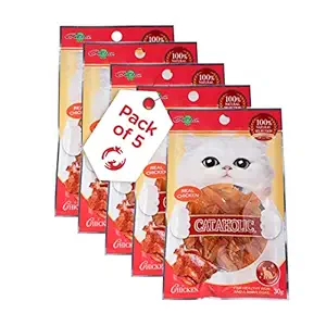 Petsy - Cataholic Cat Treat - Neko Cat Soft Chicken Jerky Sliced | Multi Packs (Pack of 5)