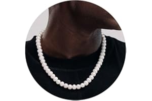 Hipwope HIPVOPE 6/8 mm Perlenkette für Herren Faux Perlenkette Herren Halsketten 16/18/20/22/24 Zoll Länge Perlenkette Choker Halskette Weiße Perlenkette Herrenschmuck