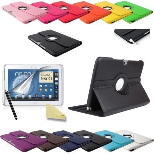 3in1 SET Note 10 1 360    Kunstleder H  lle   Folie   Pen Samsung Galaxy Note 10 1 N8000 N8010 N8020 Cover Tasche Etui Case  Schwarz 