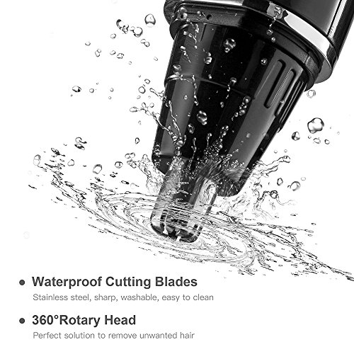 Nasen Trimmer, [Neueste Version] 4 in 1 Wiederaufladbarer Nasen Haarschneider / Nasen-ohr Trimmer / Bart Trimmer / Koteletten Trimmer / Augenbraue Trimmer Edelstahl & Wasserbeständig für Nass und Trocken - 3