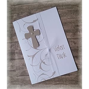 Danksagung Danksagungskarte Danke Kommunion Konfirmation Firmung Taufe Kreuz taupe stein hellbraun