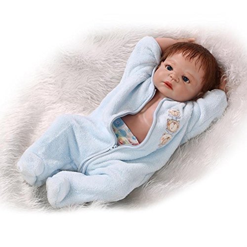 NPK 57cm / 23 Inches Full Silicone Body Reborn Baby Doll that Look Real Lifelike Newborn Dolls All Vinyl Boy Free Magnet Pacifier