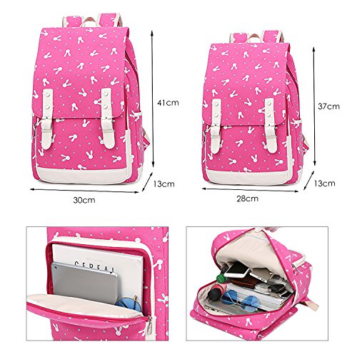 Sac à dos Enfants IBFUN Mignonne Lapin Toile Grande capacité Cartable pour filles Violet