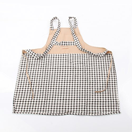 VECELO Kariete Küchenschürze Grillschürze mit Tasche aus Weste Hochwertig Baumwolle - 6