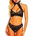 Damen Dessous-Sets Lace Babydoll Bralette Unterwäsche BH und Panty Set Schwarz XXXL