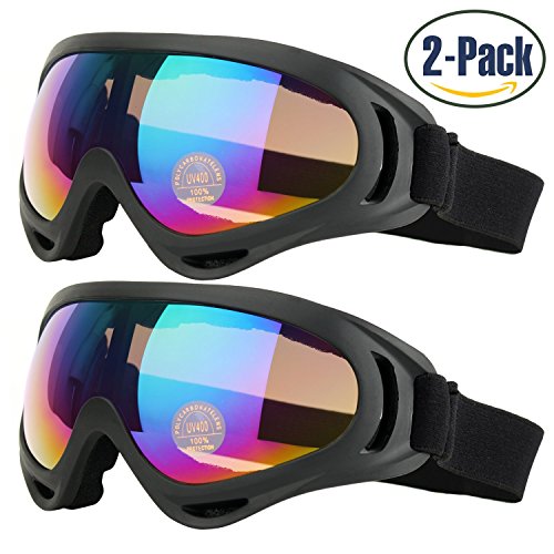 Book's Cover ofLunettes de ski Lot de 2 COOLOO Masques Snowboard de Protection avec UV 400 Ski Goggles CoupeVent Lentilles Antiéblouissant Antipoussière pour Enfants Garçons et Filles Hommes et Femmes