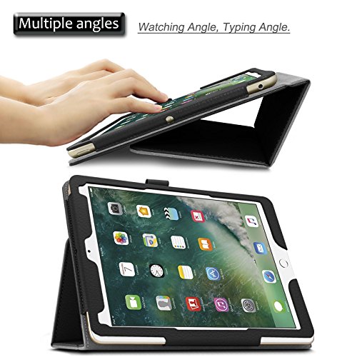 New iPad 2017 iPad 9.7 Zoll Hülle, Infiland Slim Fit Folio PU-lederne dünne Kunstleder Schutzhülle Cover Tasche für Apple New iPad 9.7 inch 2017 Model (2016 Modell) (mit Auto Schlaf / Wach Funktion)(Schwarz) - 3