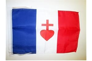 AZ FLAG - Drapeau France Sacré Cœur de Jésus - 45x30 cm - Pavillon Français Catholique 100% Polyester Avec Deux Cordelettes - 20g