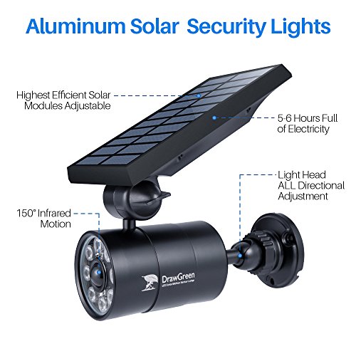 Solarleuchten Garten,Solarleuchten mit Bewegungsmelder Außen Balkon Kugel 1400-Lumen Highlight 5W (110W Entspr.) Flut- Spotbeleuchtung Außenlampe mit Bewegungsmelder LED Solar Aussenleuchten, DrawGreen Aluminium Metall Solarlampen Solarleuchten Außen Garten Balkon - 2