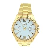 Herren Armbanduhr ALIKEEY Edelstahl-Sport-Quarz-Handgelenk-Goldarmband-große Vorwahlknopf-Uhr WH Quarzuhr Männer Edelstahl Mesh Business Fashion Armbanduhr Mann Runde