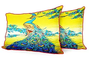 DreamVio Jute Fabric Printed Decorative Pillow/Throw/Cushion Covers for Living Room, Bed Room, Sofa,Chairs,Pillow Cases, Pillow Covers Set of 2, Size 12x18 Inches Style124